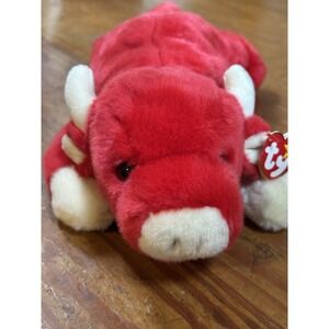 TY Beanie Buddy "Snort" The Bull With Hooves & Horns Red 15" Lovey Toy Plush 96'
